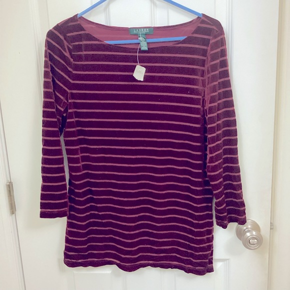 Lauren Ralph Lauren PL velvet dressy top  deep red wine color - Picture 1 of 3